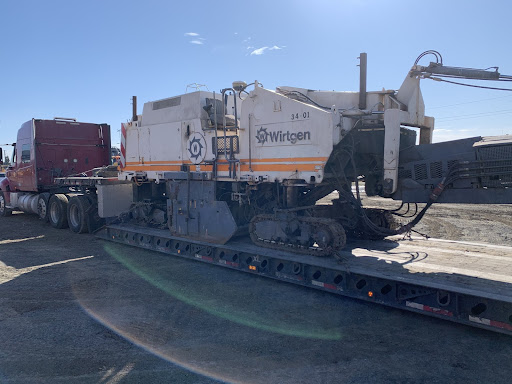 cold milling machine on a trailer