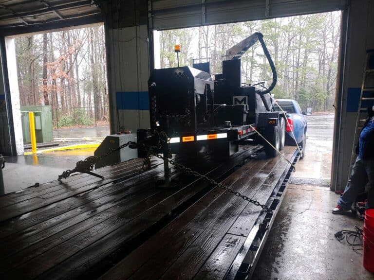 Equipment on hot shot trailer