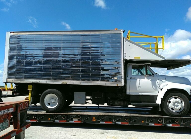 Box truck loaded on RGN