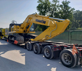 Komatsu Excavator prepared for transport