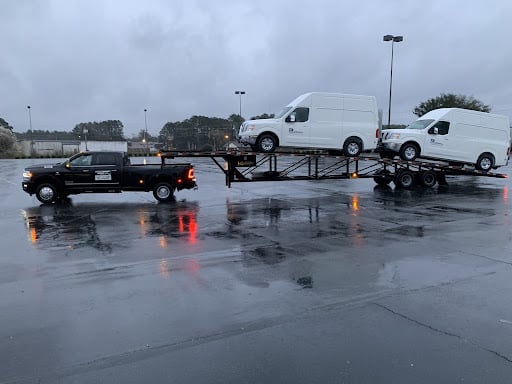 Vans on a trailer