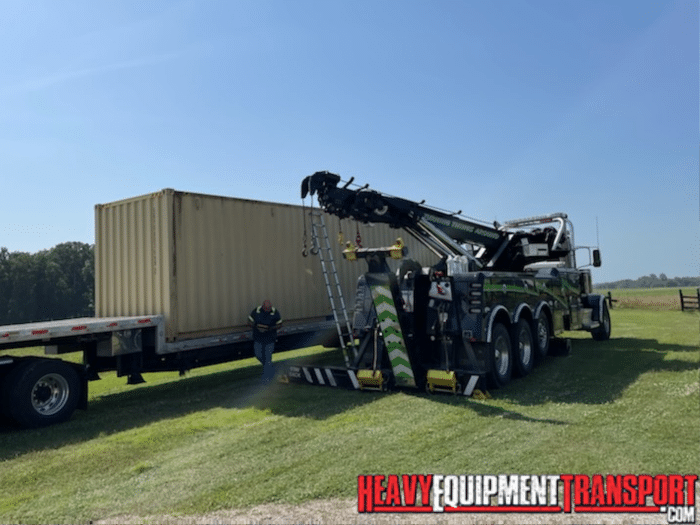 container on trailer for transport
