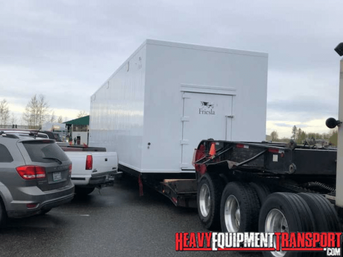 container on trailer for transport