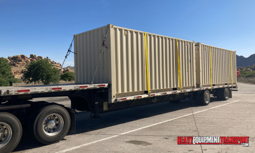 Transporting a Container on a step deck trailer.
