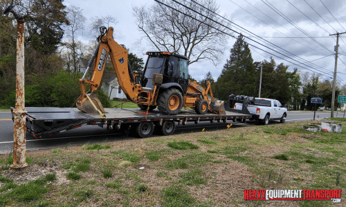 Shipping an excavator on a hot shot trailer.