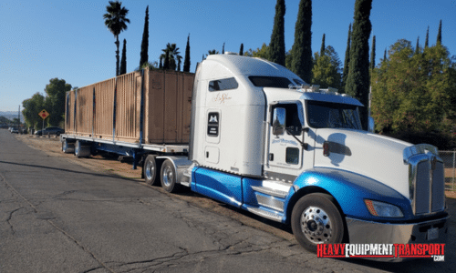 Shipping a container on a trailer.