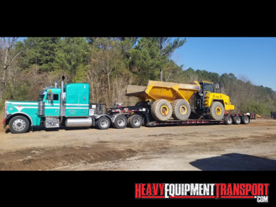 Shipping a Komatsu HM400 articulated dump truck.