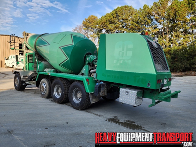 Shipping a concrete mixer truck.