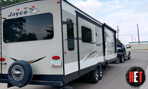 Transporting a travel trailer rv.